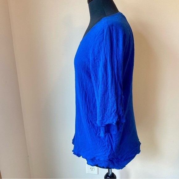 SOFT SURROUNDINGS Siesta Key Tunic Top Electric Blue Cotton Ruffle Tiered - Picture 8 of 10